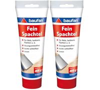 Baufan Enduit de Lissage Fin - 400g I Enduit Retouches pour Bois & Surfaces Peintes I Facile à Lisser & Poncer I Base Optimale pour Peinture Intérieur (Lot de 2)