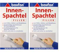Baufan Enduit de Rebouchage - 1kg I Poudre à Base de Plâtre pour Remplir et Lisser Fissures et Trous de Toute Profondeur I Idéal Murs & Plafonds (Lot de 2)