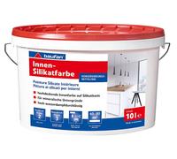 Baufan Peinture Silicate Intérieur 10L Blanc - Peinture Murale Haute Opacité pour Intérieur, Peinture Minérale Respirante pour Béton, Enduit et Maçonnerie, Finition Mate