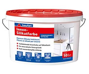 Baufan Peinture Silicate Intérieur 10L Blanc - Peinture Murale Haute Opacité pour Intérieur, Peinture Minérale Respirante pour Béton, Enduit et Maçonnerie, Finition Mate
