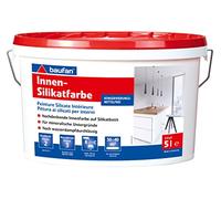Baufan Peinture Silicate Intérieur 5L Blanc - Peinture Murale Haute Opacité pour Intérieur, Peinture Minérale Respirante pour Béton, Enduit et Maçonnerie, Finition Mate
