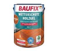 BAUFIX Gel de protection pour bois acajou, satinée brillante, 5 litres, Lasure pour bois, Lasure antigoutte, pour toutes les essences de bois, résistante aux intempéries