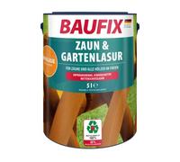 BAUFIX Lasure Clôture & Jardin sapin de Douglas, satinée brillante, 5 litres, Lasure pour bois, Lasure brune respirante, pour les clôtures et autres bois extérieurs