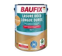 BAUFIX Lasure déco longue durée chêne clair, satinée brillante, 5 litres, Lasure pour bois, Lasure de protection du bois, pour intérieur et extérieur, pour nombreux bois de résineux / feuillus