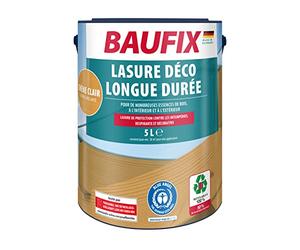 BAUFIX Lasure déco longue durée chêne clair, satinée brillante, 5 litres, Lasure pour bois, Lasure de protection du bois, pour intérieur et extérieur, pour nombreux bois de résineux / feuillus
