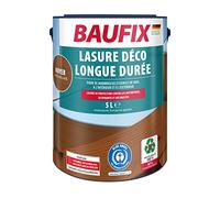 BAUFIX Lasure déco longue durée noyer, satinée brillante, 5 litres, Lasure pour bois, Lasure de protection du bois, pour intérieur et extérieur, pour nombreux bois de résineux/feuillus