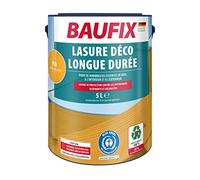BAUFIX Lasure déco longue durée pin, satinée brillante, 5 litres, Lasure pour bois, Lasure de protection du bois, pour intérieur et extérieur, pour nombreux bois de résineux / feuillus