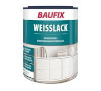 BAUFIX PEINTURE BLANCHE 2en1 - Satinée mate - 1 litre - Laque acrylique - Intérieur & extérieur - Bois, béton, crépi, zinc, maçonnerie, gouttières, plinthes, boiseries, plaques d'éternit etc.