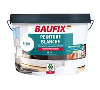 Baufix Peinture blanche, mate, 10 litres, Peinture Mur blanche, Peinture pour intérieur au fort pouvoir couvrant (classe 2), pour murs et plafonds