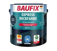 Baufix Peinture Couvrante Express Bleu Saphir, Mate, 2.5 L, Peinture de Protection Contre les Intempéries, Durable, Pour Bois, Enduit, Maçonnerie, Meubles et Palissades