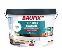 Baufix Peinture murale blanc mat - 2,5 l - Avec un fort pouvoir couvrant classe 2 - Pour murs et plafonds