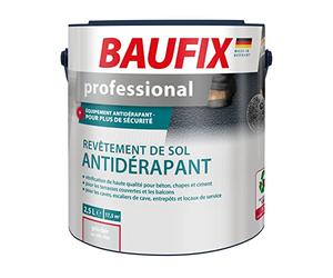 Baufix professional Revêtement de sol antidérapant gris clair, satiné, 2.5 litres, Peinture sol & béton, Antidérapant, pour béton/chape/ciment, pour intérieur et extérieur