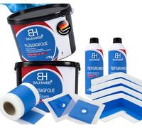 Bauhandel24-14 kg de film liquide pour salle de bain, kit de 10 m de bande d'étanchéité, 4 coins intérieurs pour douche, 2 manchons, 2 kg d'apprêt d'étanchéité