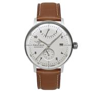 Bauhaus 2066-1 Montre automatique pour homme avec réserve de marche, fond en verre, bracelet en cuir, fabriquée en Allemagne