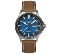 Bauhaus 2862-3 Montre automatique en titane pour homme Argenté/bleu Bracelet en cuir Fabriqué en Allemagne