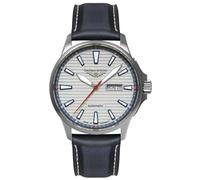 Bauhaus Aviation 2862-1 Montre automatique pour homme en titane 42 mm Verre saphir Bracelet en cuir Bleu 10 ATM