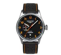 Bauhaus Aviation 2764-5 Tornado Montre automatique pour homme Affichage 24 heures 5 ATM avec bracelet en cuir