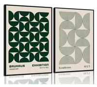 Bauhaus - Lot de 2 affiches murales modernes du milieu du siècle, impressions géométriques abstraites et minimalistes - Décoration murale pour chambre à coucher, salle à manger, sans cadre (40,6 x 61