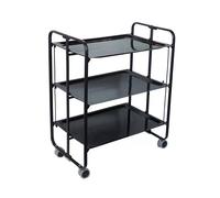 BAUHAUS Table roulante pliante 3 plateaux DHO Noir Mat