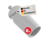 BAUHELD® Lot de 8 butées de volet roulant 27 mm - Fabriqué en Allemagne - Tampon d'arrêt en plastique solide - Butée pour volet roulant avec vis - Convient aux lamelles de volet roulant blindés - Gris