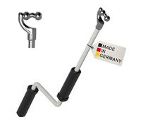 BAUHELD® Manivelle de store avec crochet sphérique [fabriqué en Allemagne] - Barre de store avec revêtement en poudre [140 cm] - Poignée haute résistance en plastique - Compatible avec œillets de