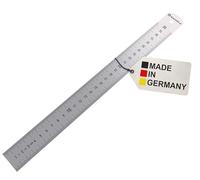 BAUHELD Règle en acier 300 mm [fabriquée en Allemagne e précision 1 - Règle en métal en pouces et en centimètres [30 cm] - Échelle en acier inoxydable - Règle de marquage de 30 cm avec trou