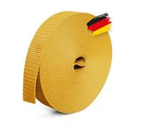BAUHELD Sangle universelle de 10 m, 30 mm, fabriquée en Allemagne, en polypropylène, pour la fixation, la couture ou les accessoires pour sac à dos, valise, boucle enfichable, sangle de serrage, jaune