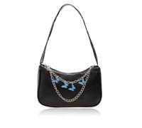 BAUIOREAD Sac à main 1 pièce, petit sac à main, petit sac à main, sac à bandoulière avec chaîne papillon, poche aisselles avec fermeture éclair, porte-monnaie, sac uni pour femme, Noir , s