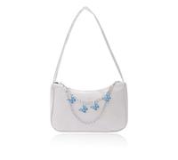 BAUIOREAD Sac à main 1 pièce, petit sac à main, petit sac à main, sac à bandoulière avec chaîne papillon, poche aisselles avec fermeture éclair, porte-monnaie, sac uni pour femme, Blanc., 15 cm x 20