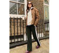 Baukjen Baukjen Green Tippi 2.0 Side Stripe Trousers In Deep Khaki & Cream Stripe