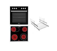 Bauknecht Heko 566 Pyro Black - Cuisinière encastrable avec écran et pyrolyse (65 l)/cuisinière à air chaud/système de nettoyage pyrolyse / + plaque vitrocéramique (60 cm)/cadre plat en acier