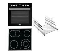 Bauknecht HEKO 600 Pyro Black - Ensemble plaque de cuisson encastrable avec écran et pyrolyse (65 l) - Plaque de cuisson vitrocéramique - 4 zones de cuisson dont 1 cocotte-deux circuits - 1 zone de