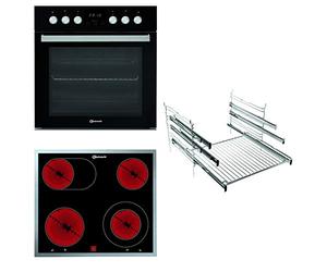 Bauknecht HEKO H500 Combination Hob/Glass Ceramic Hob (60 cm) / Hydrolysis Self-Cleaning System/Power Hot Air/Baking Extension on 3 Levels