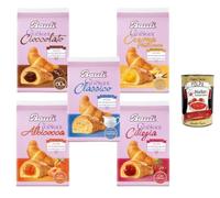 Bauli Croissant Mix - 5 variétés (Classico, Chocolat, Crème Vanille, Abricot, Cerise) - 5 × 300g - Croissants Petit Déjeuner Italien, Idéal Petit Déjeuner & Snack + Italian Gourmet Polpa 400g