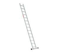 BAULICH - Échelle Aluminium Simple Professionnelle, 14 Échelons, Échelons Rainurés, Patins Antidérapants, Crochet, Jusqu’à 150 kg, 6 kg, Argentée