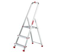 Baulich - Escabeau en Aluminium - 3 Marches, avec Crochet et 4 Embouts Antidérapants - Structure Solide et Ergonomique, Facile à Transporter - 121x40x12cm - Capacité de Charge Jusqu’à 125 kg