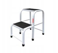 BAULICH - Tabouret Escabeau - Plateforme a 2 Marches - Pour La Maison, La Cuisine, L'atelier, L'armoire, Le Bureau - Charge Maximale 150kg - Plateforme et Pieds Antidérapants - Stable et Léger - Blanc