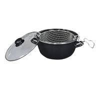 BAUMALU 311309 Friteuse EMAIL - 26cm - Panier en fil d'acier - Couvercle verre avec bouton bakélite - Tous feux dont induction