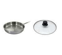 Baumalu 340530 Poêle à Frire Diamètre : 32 cm Ligne Professionnelle & 383717 Couvercle Verre 32 cm Cerclé Inox