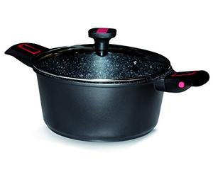 Baumalu 383606 Faitout avec Couvercle 28 cm Granit Pro, Aluminium forgé, Noir 32 x 30 x 14,5 cm