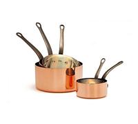 Baumalu Casserole en cuivre étamé Ø 14 cm - Paroi épaisse - Lisse avec manche en fonte - 1 litre - Revêtement étain - Convient pour plaque de cuisson - Capacité de charge maximale : 0,9 kg