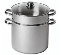 Baumalu - Combiné Couscoussier/Marmite - Inox - Ø 30 cm - 16 L - Induction | Grande contenance, triple fond diffuseur et couvercle verre à trou vapeur ; poignées inox robustes, compatible induction