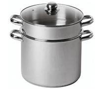 Baumalu Couscoussier Combiné Forme Droite – Inox, Couvercle verre, Tous feux (induction) Ø24cm 9L