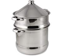 Baumalu - Couscoussier Tajine en Acier Inoxydable - Couvercle et Poignées Inox - Tous Feux dont Induction - Triple Fond Diffuseur - Ø20cm, 6L