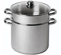 BAUMALU - Combiné Traiteur Couscoussier Forme Droite - Acier Inox - Couvercle Verre - Tous Feux dont Induction - Triple Fond Diffuseur - Ø26cm, 11L, Argenté