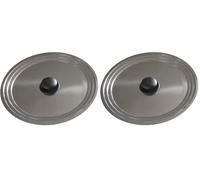 BAUMALU - Couvercle Multi-Degrés Universel - Acier Inoxydable Haut de Gamme - Bouton Bakélite, Bord en Escalier - Pour Ustensiles de Ø12, 14 et 16 cm (Lot de 2)