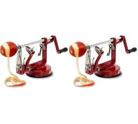 Baumalu, Éplucheur de pommes en métal, Rouge-Vin, dimensions 25,5 x 15 x 11 cm, avec ventouse pour fixation, poignée fixe, idéal pour une utilisation facile et efficace en cuisine (Lot de 2)