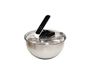 BAUMALU, Essoreuse à salade à piston 28 x 17,5 cm, design pratique, efficacité maximale, grande capacité, facile à utiliser, taille 28 x 17,5 cm, couleur inox, Acier