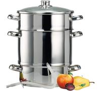 Baumalu, Extracteur de jus à vapeur, en inox, Système de pression efficace pour 6-7 kg de fruits et légumes, Polyvalent pour cuisson vapeur, Tous feux, Diamètre 26 cm, Couleur argent