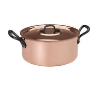 BAUMALU - Faitout avec Couvercle - Cuivre Étamé - Tous Feux sauf Induction - Poignées Fixes en Fonte - Design Traditionnel Français Made in Alsace - Ø24cm - Cuivre